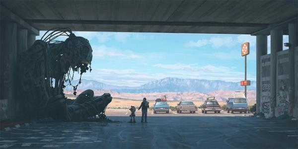 The front cover of The Electric State, a graphic novel by Simon Stalenhag